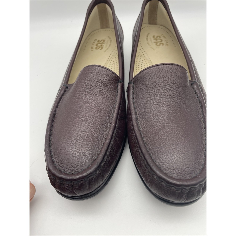 NWOB SAS Brown‎ Leather Mary Jane Tri Pad Wedge Sandals Women's Size 9.5 N NEW - Picture 3 of 10